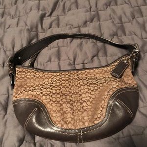 Coach Signature Small Brown Canvas Hobo Bag